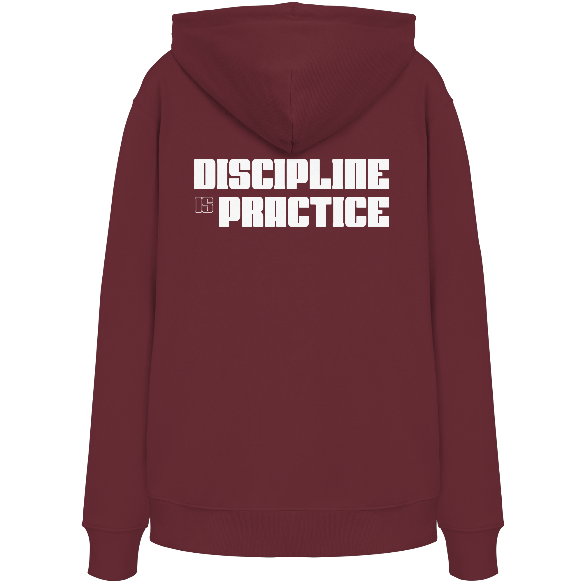DISCPL DISCIPLINE Hoodie Burgundy Rückansicht Backprint Bio-Baumwolle