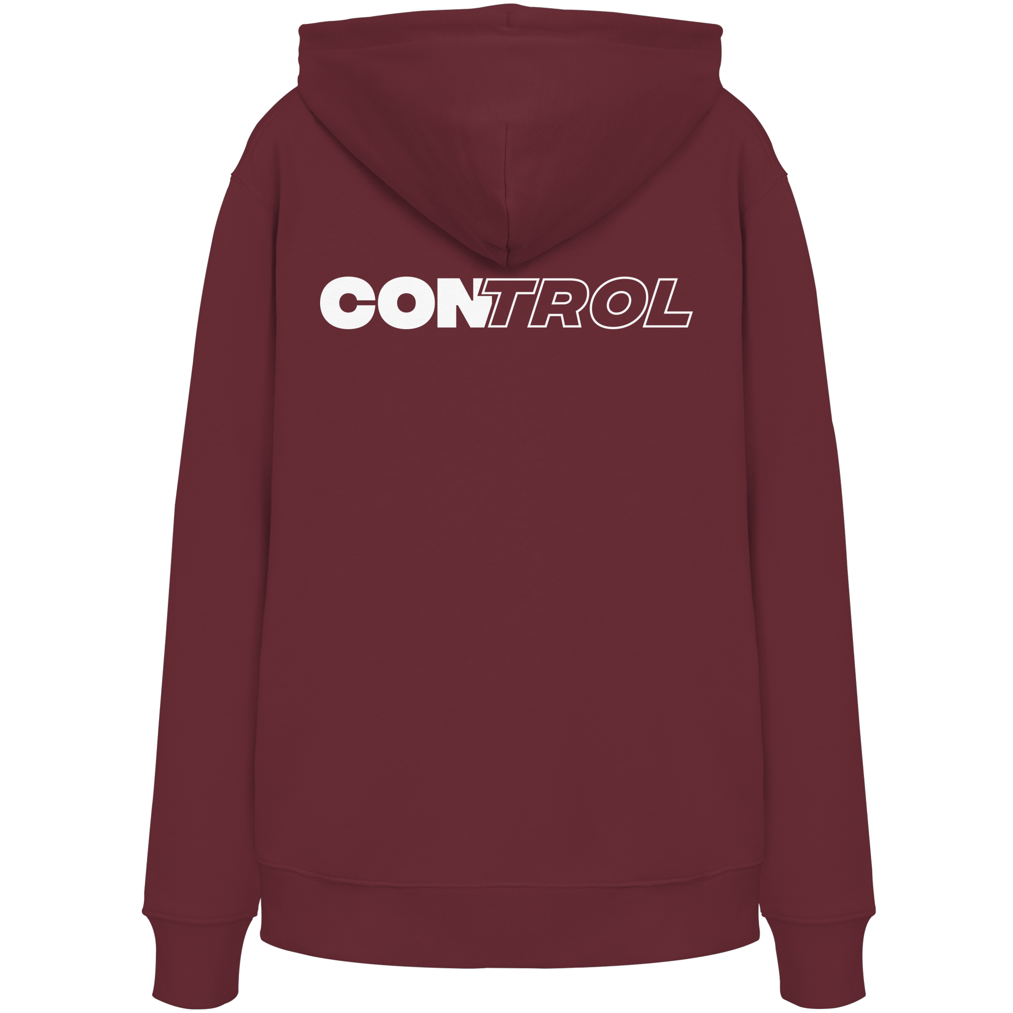 DISCPL CONTROL Hoodie Burgundy Rückansicht Backprint Bio-Baumwolle