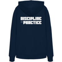 DISCPL DISCIPLINE Hoodie Navy Rückansicht Backprint Bio-Baumwolle