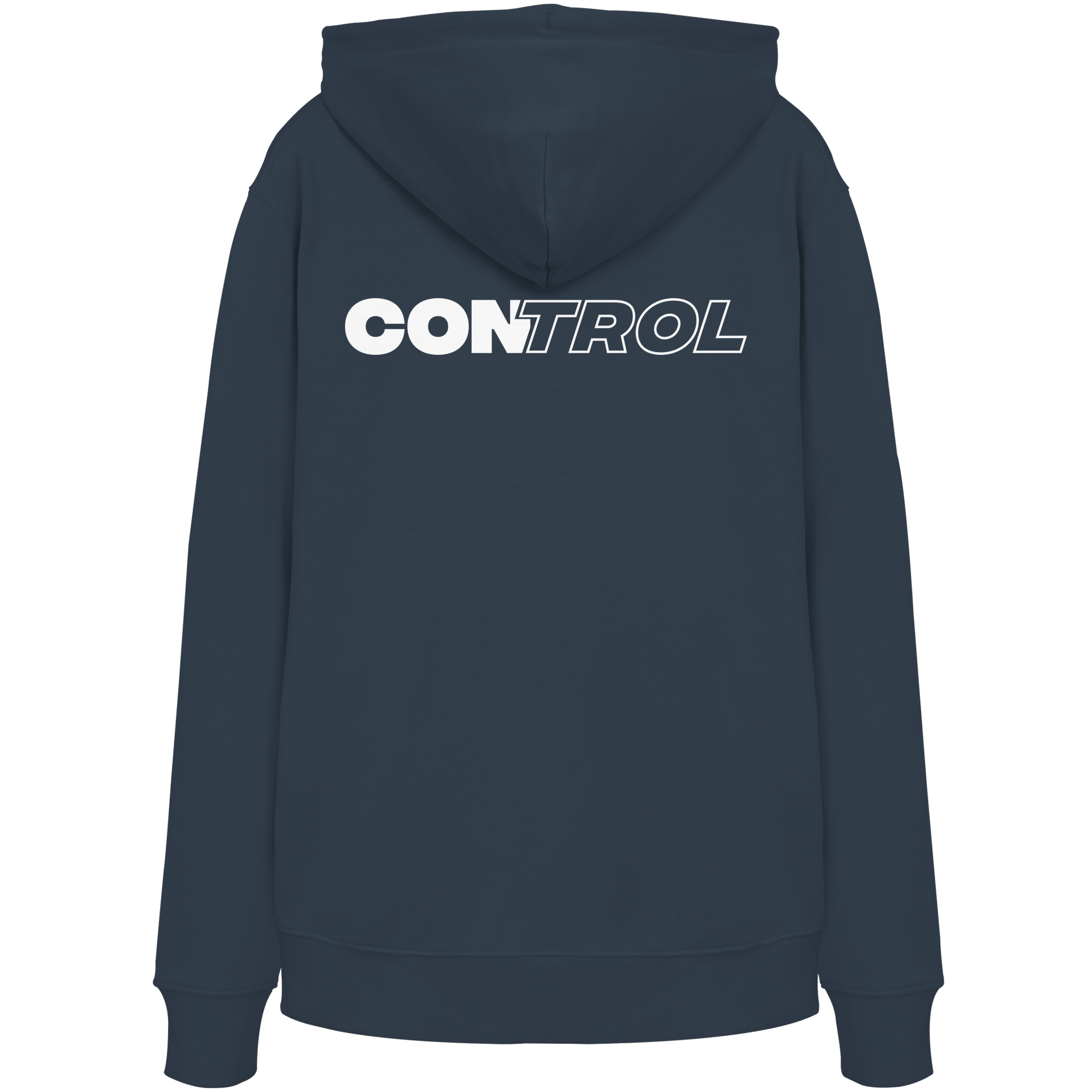 DISCPL CONTROL Hoodie India Ink Grau Rückansicht Backprint Bio-Baumwolle