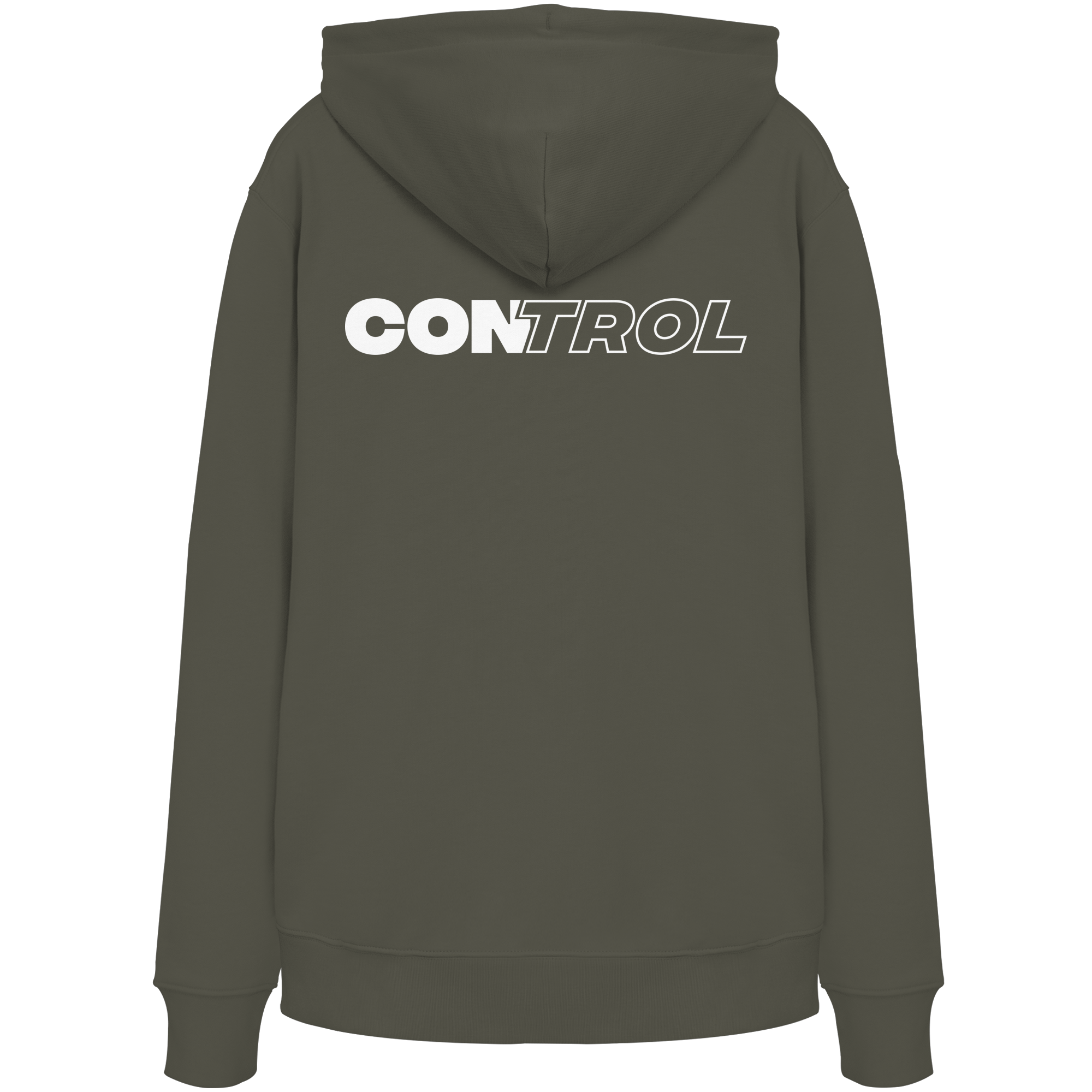 DISCPL CONTROL Hoodie Khaki Rückansicht Backprint Bio-Baumwolle