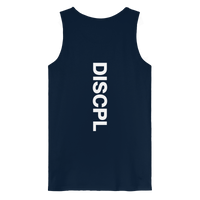 DISCPL CORE Tank Top Navy Backprint Rückansicht Bio-Baumwolle