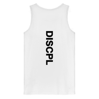 DISCPL CORE Tank Top Weiß Backprint Rückansicht Bio-Baumwolle