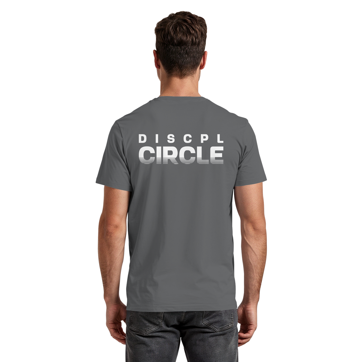 CIRCLE Regular T-Shirt Dunkelgrau Rückansicht Premium-Baumwolle DISCPL