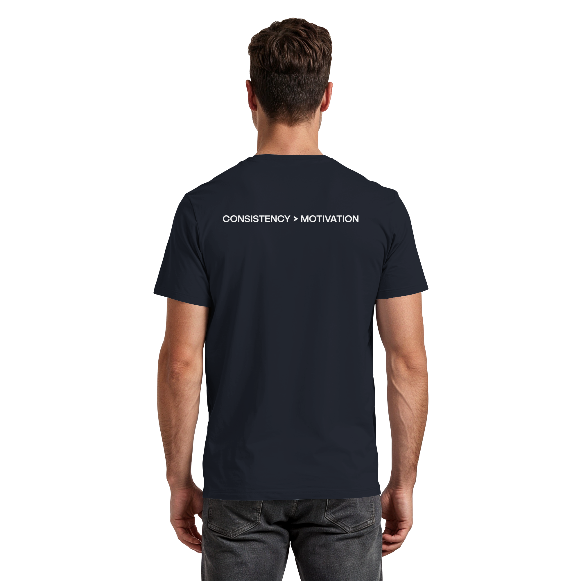 CONSISTENCY Regular T-Shirt Navy Rückansicht Statement Bio-Baumwolle DISCPL