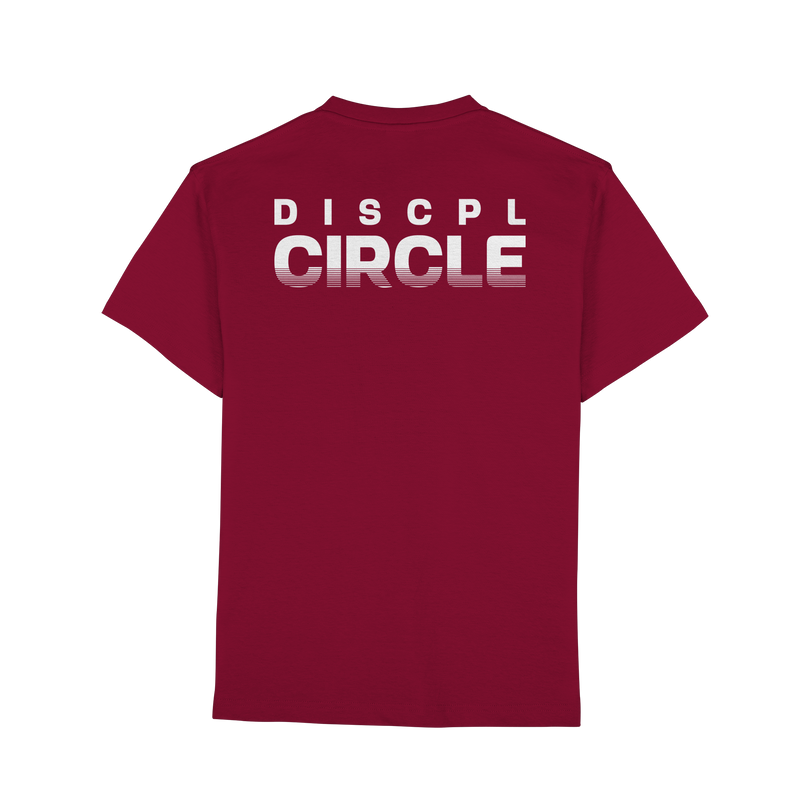 DISCPL CIRCLE Regular T-Shirt Wine Rückansicht Bio-Baumwolle