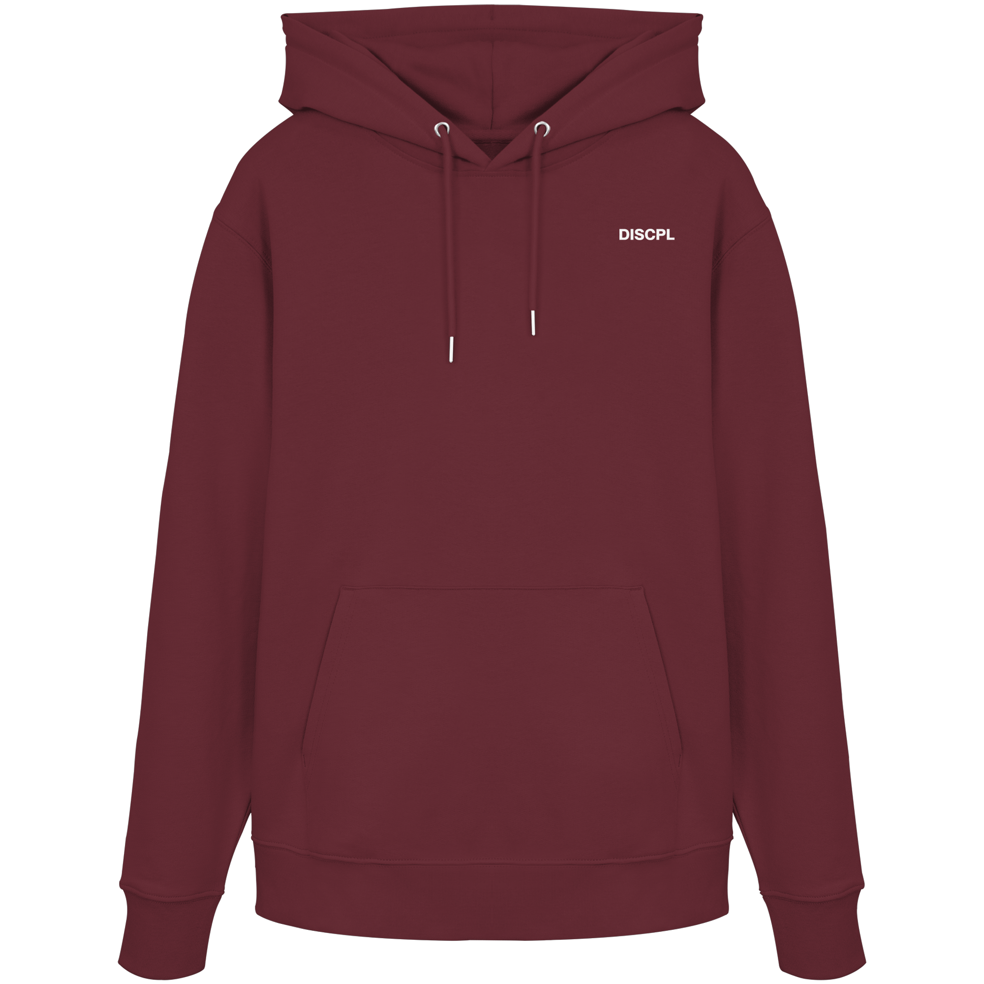 DISCPL CONTROL Hoodie Burgundy Vorderansicht Bio-Baumwolle