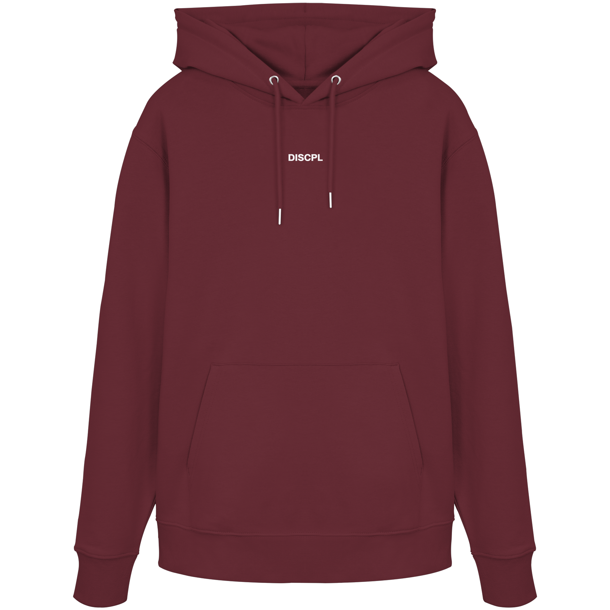 DISCPL DISCIPLINE Hoodie Burgundy Vorderansicht Bio-Baumwolle