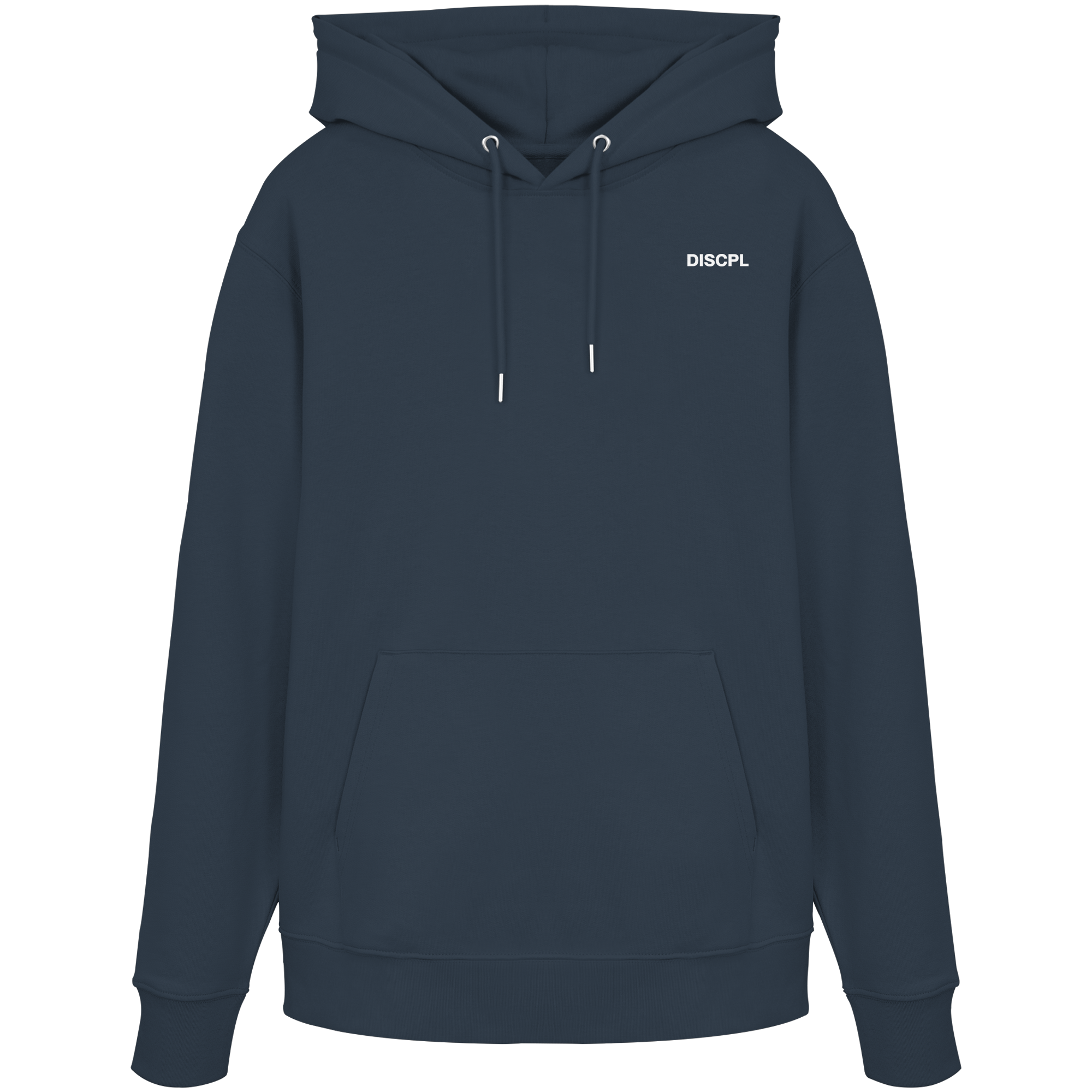 DISCPL CONTROL Hoodie India Ink Grau Vorderansicht Bio-Baumwolle