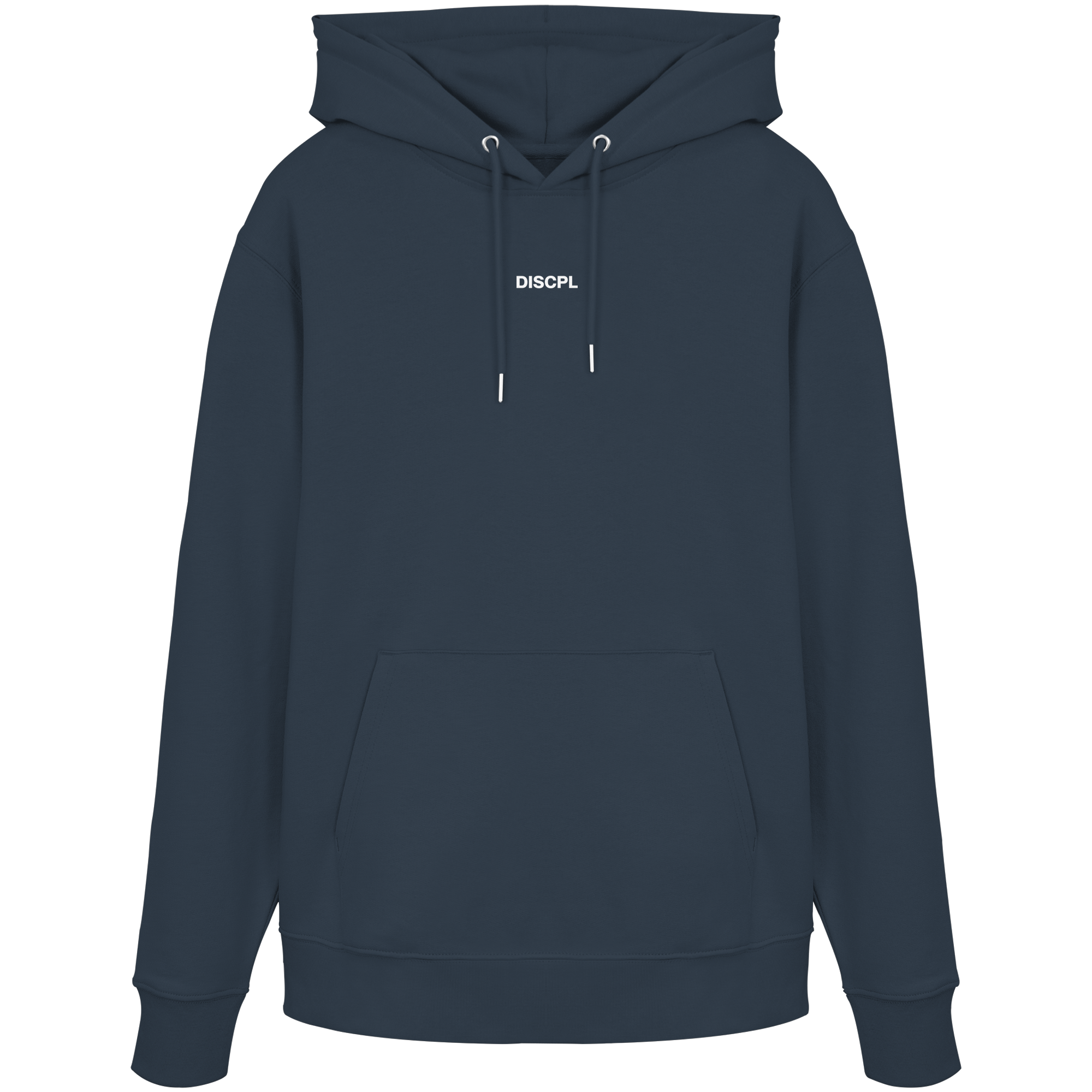 DISCPL DISCIPLINE Hoodie India Ink Grau Vorderseite Organic