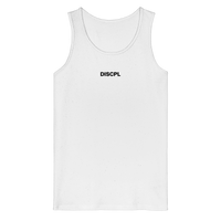 DISCPL CORE Tank Top Weiß Brustprint Vorderansicht Bio-Baumwolle