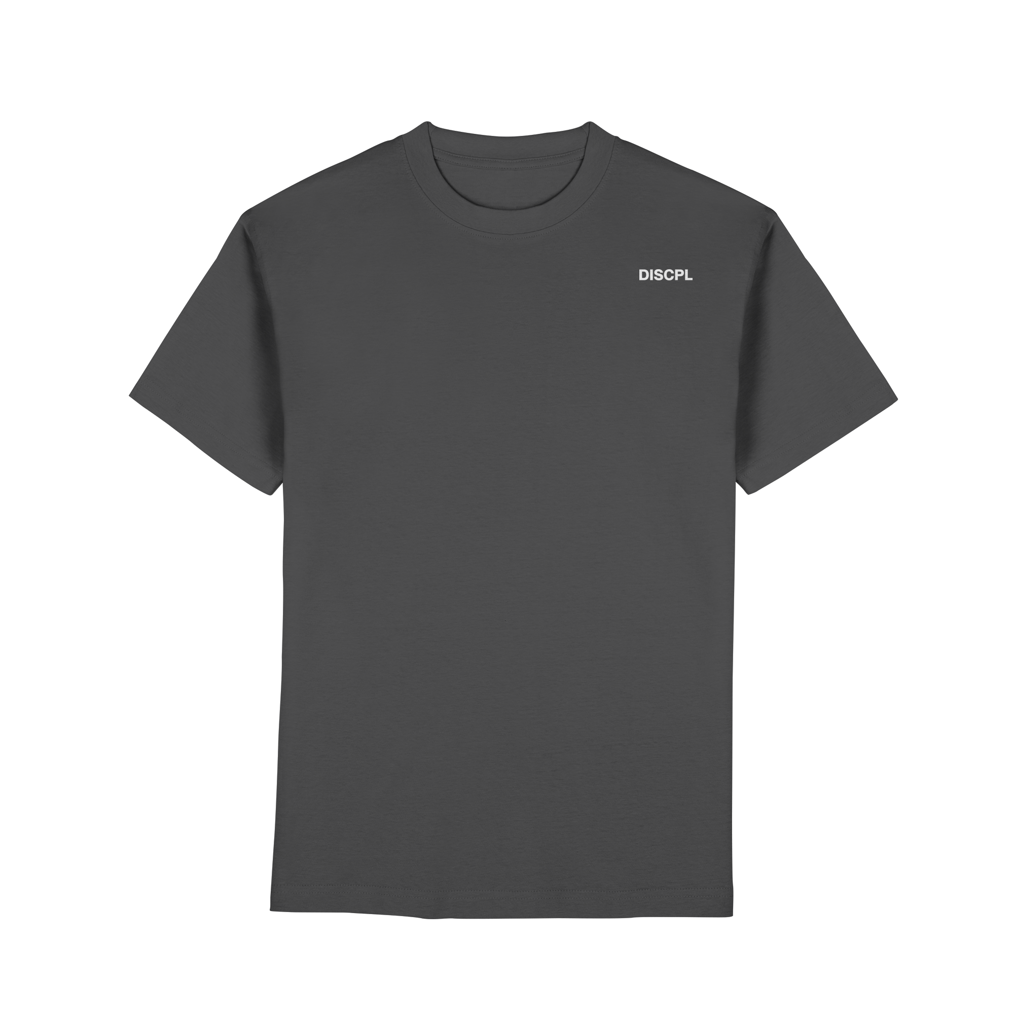 DISCPL CONSISTENCY Regular T-Shirt Graphit Vorderansicht Bio-Baumwolle